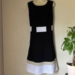 Calvin Klein Black and White Midi Dress
